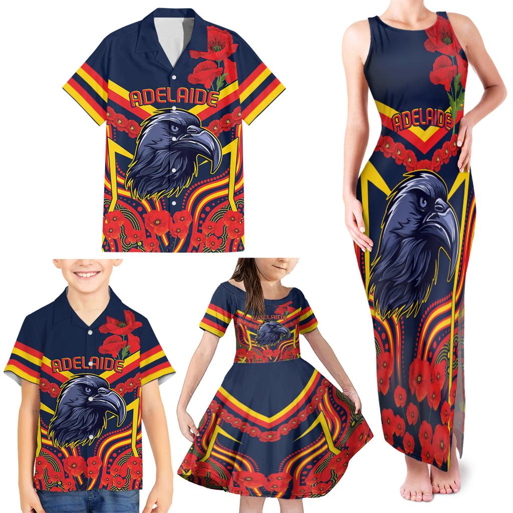 Custom Crows Football ANZAC Family Matching Tank Maxi Dress and Hawaiian Shirt Poppy Soldier With Aboriginal Dots Art