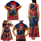 Custom Crows Football ANZAC Family Matching Tank Maxi Dress and Hawaiian Shirt Poppy Soldier With Aboriginal Dots Art
