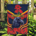 Custom Crows Football ANZAC Garden Flag Poppy Soldier With Aboriginal Dots Art