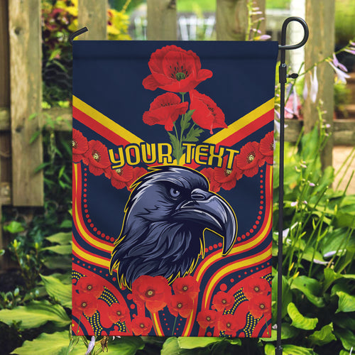 Custom Crows Football ANZAC Garden Flag Poppy Soldier With Aboriginal Dots Art