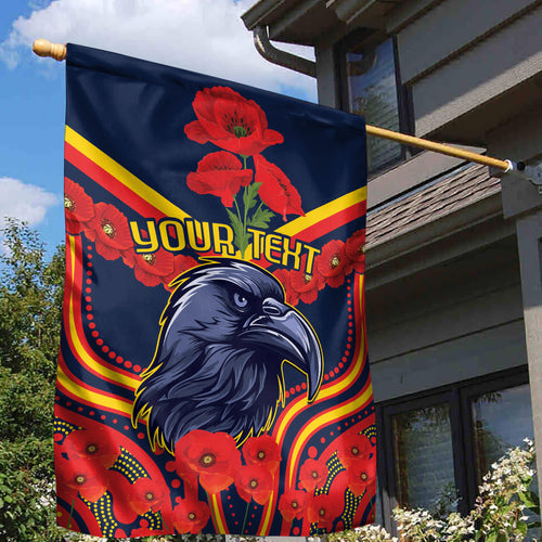 Custom Crows Football ANZAC Garden Flag Poppy Soldier With Aboriginal Dots Art