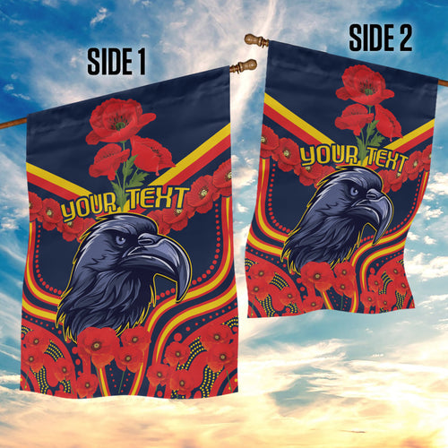 Custom Crows Football ANZAC Garden Flag Poppy Soldier With Aboriginal Dots Art