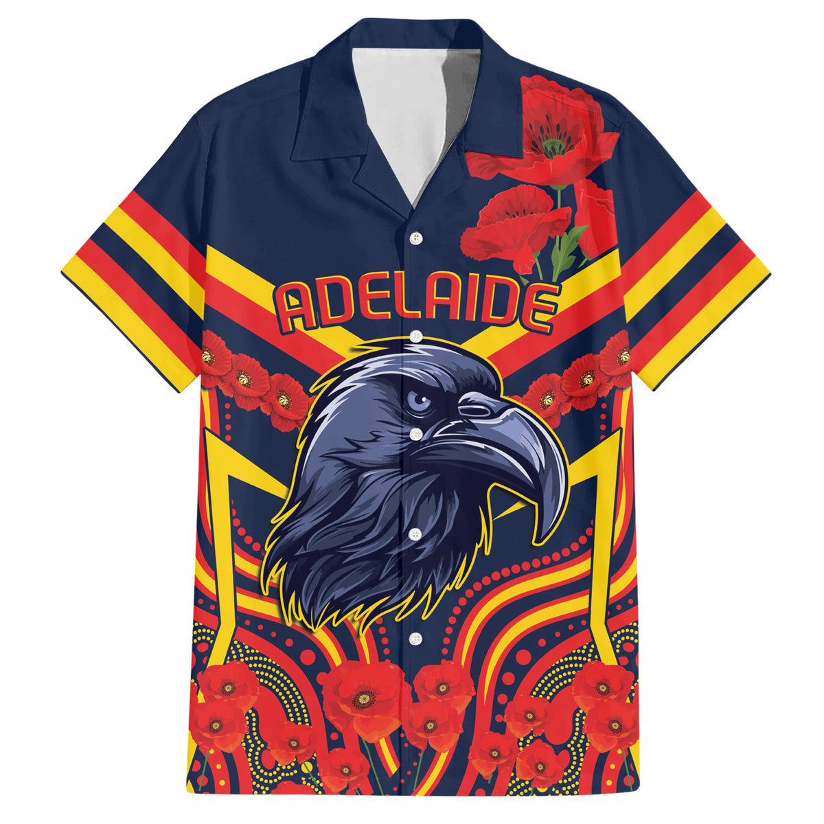 Custom Crows Football ANZAC Hawaiian Shirt Poppy Soldier With Aboriginal Dots Art