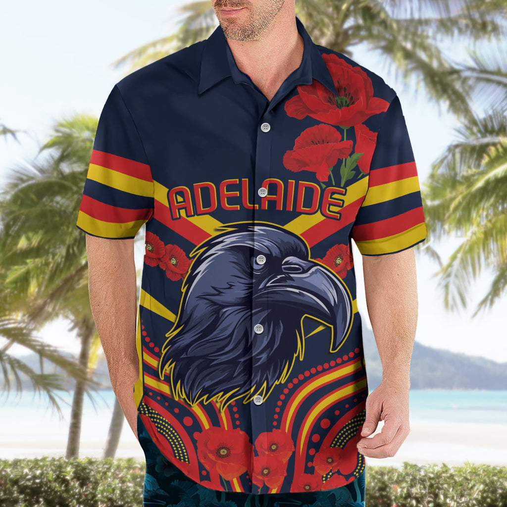 Custom Crows Football ANZAC Hawaiian Shirt Poppy Soldier With Aboriginal Dots Art