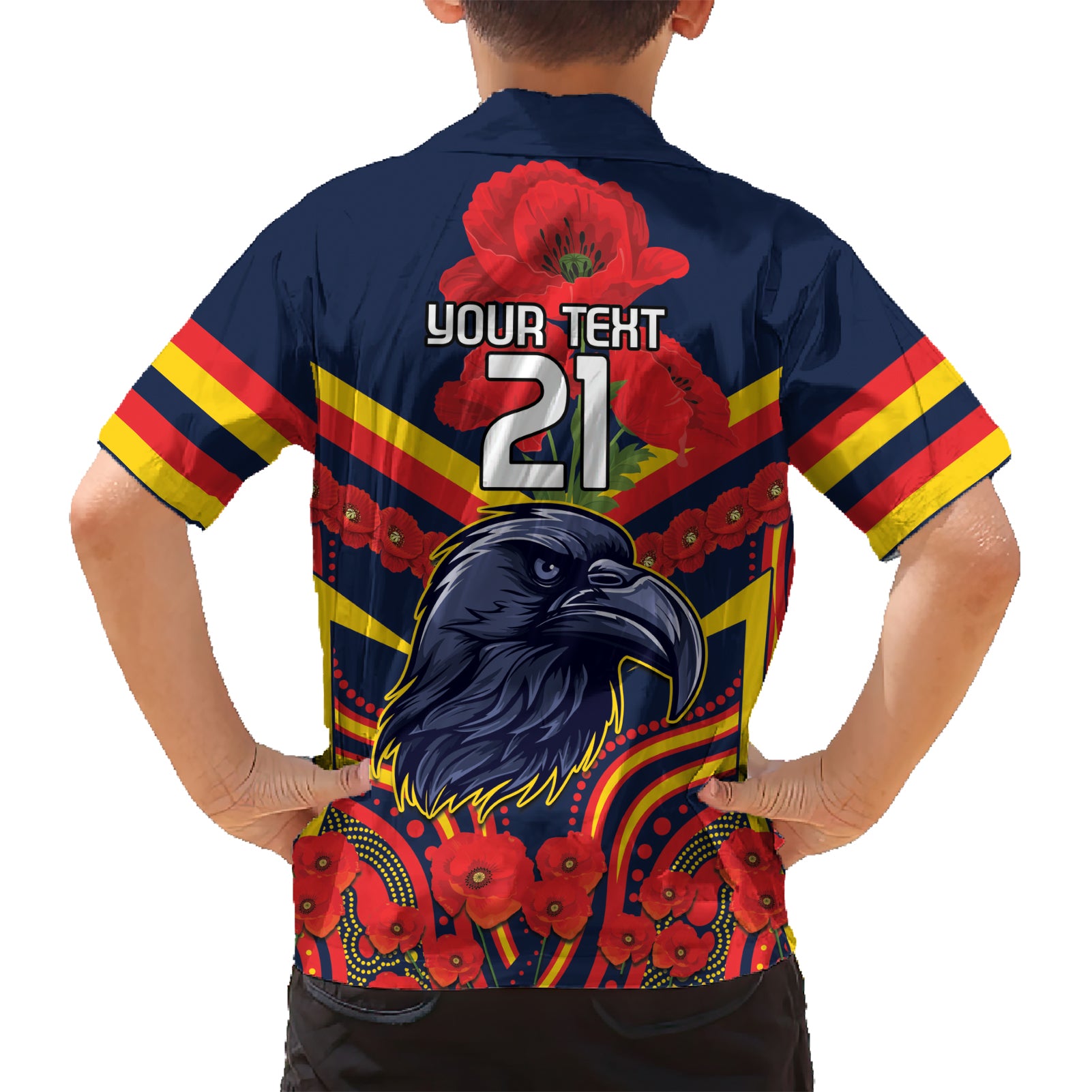 Custom Crows Football ANZAC Hawaiian Shirt Poppy Soldier With Aboriginal Dots Art