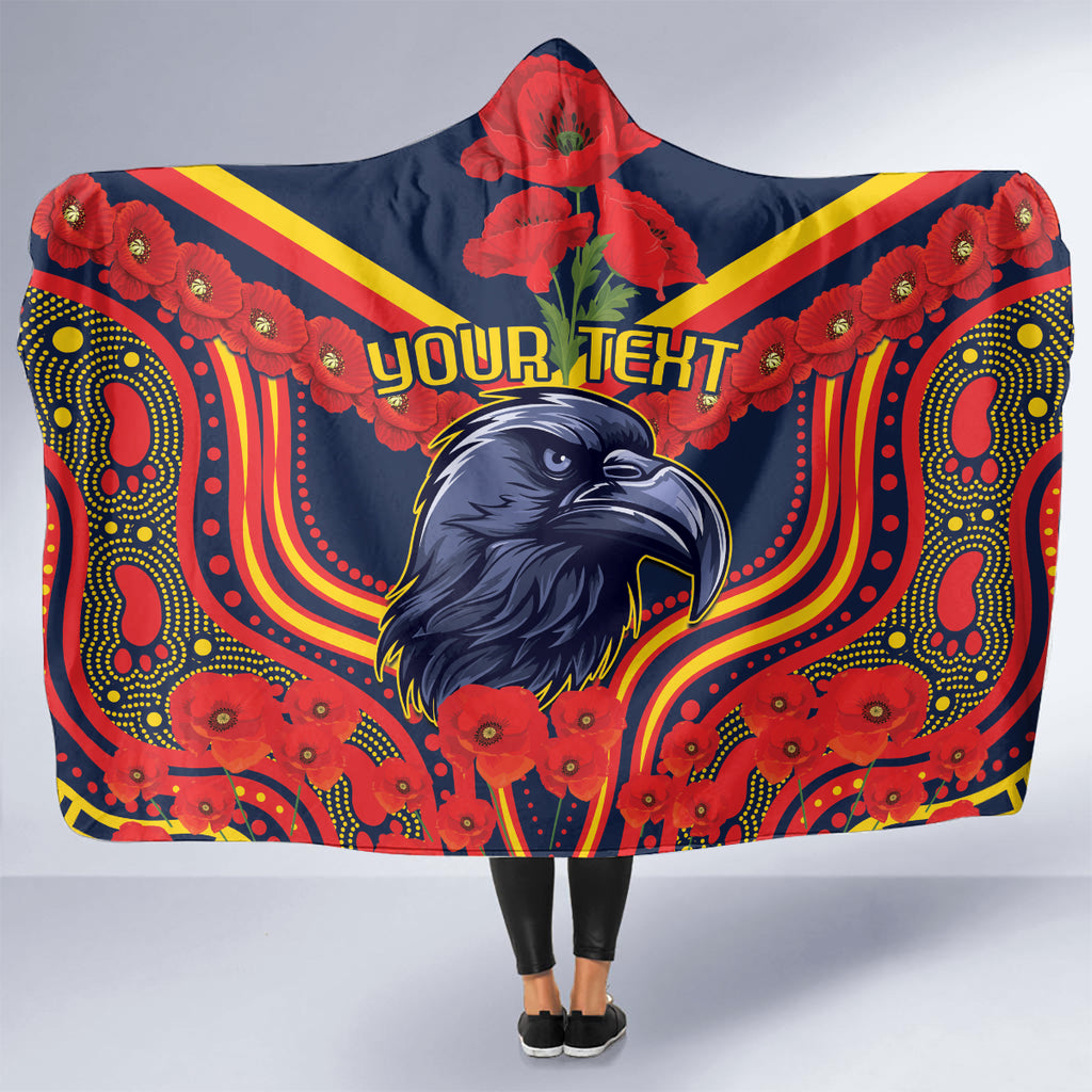 Custom Crows Football ANZAC Hooded Blanket Poppy Soldier With Aboriginal Dots Art