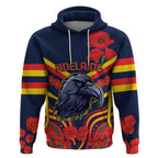 Custom Crows Football ANZAC Hoodie Poppy Soldier With Aboriginal Dots Art
