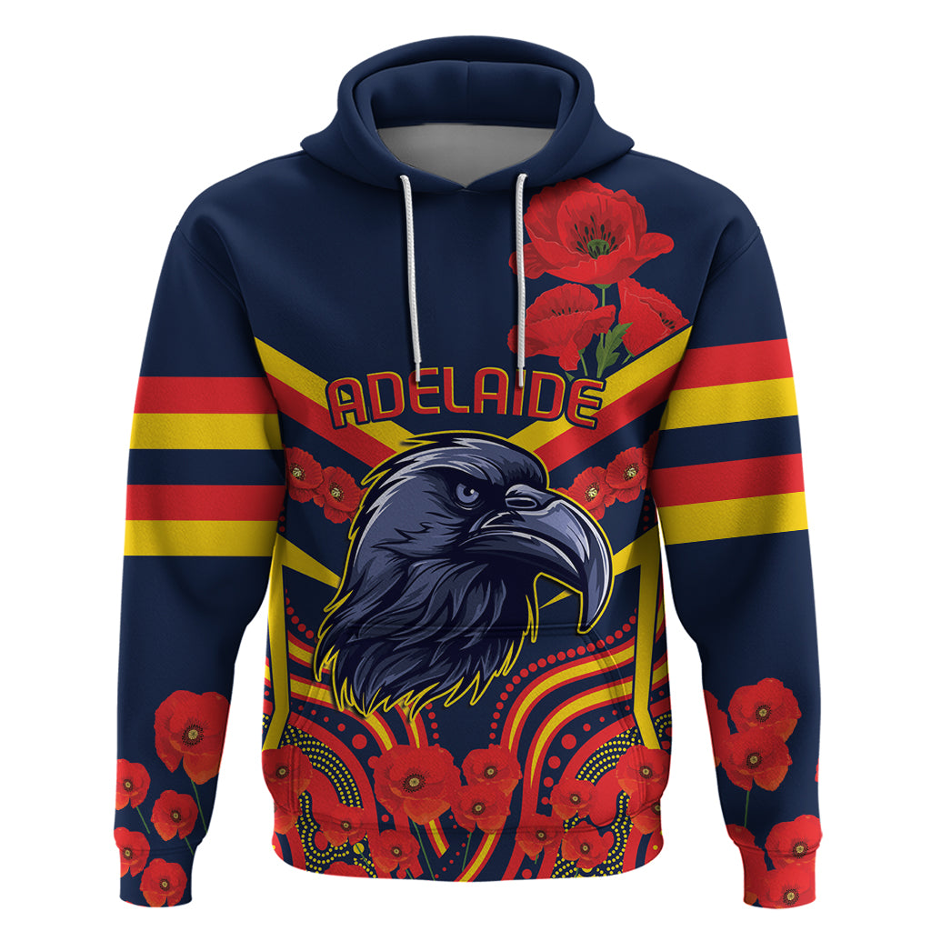 Custom Crows Football ANZAC Hoodie Poppy Soldier With Aboriginal Dots Art