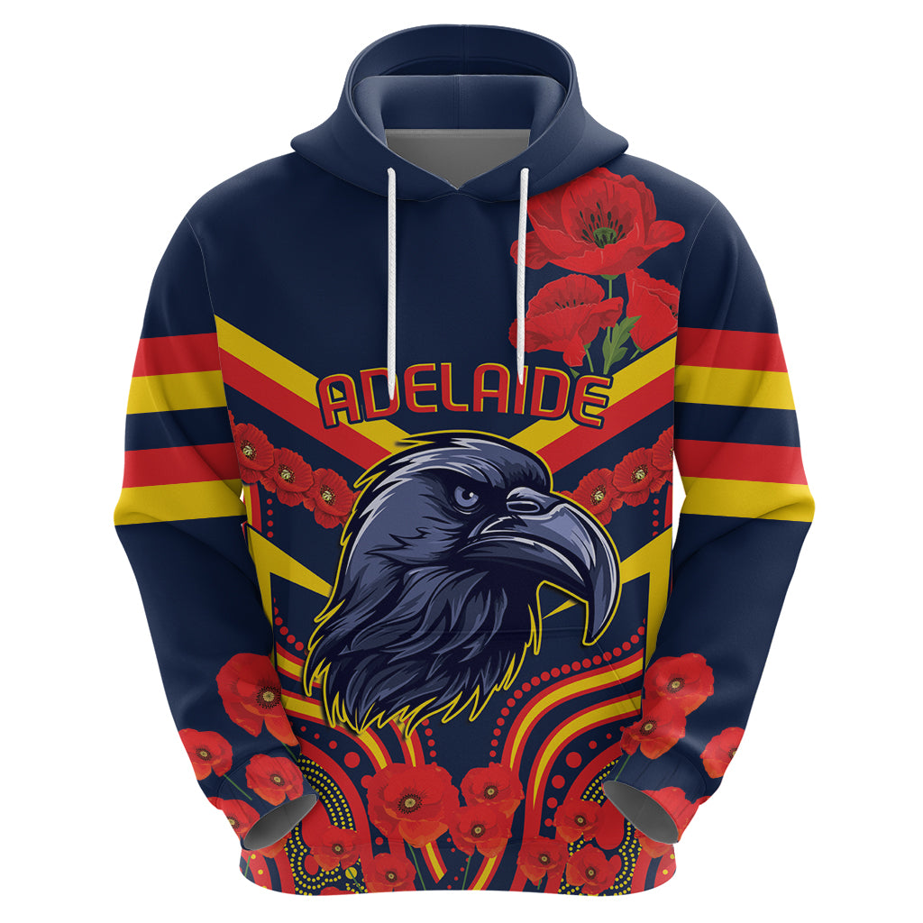 Custom Crows Football ANZAC Hoodie Poppy Soldier With Aboriginal Dots Art