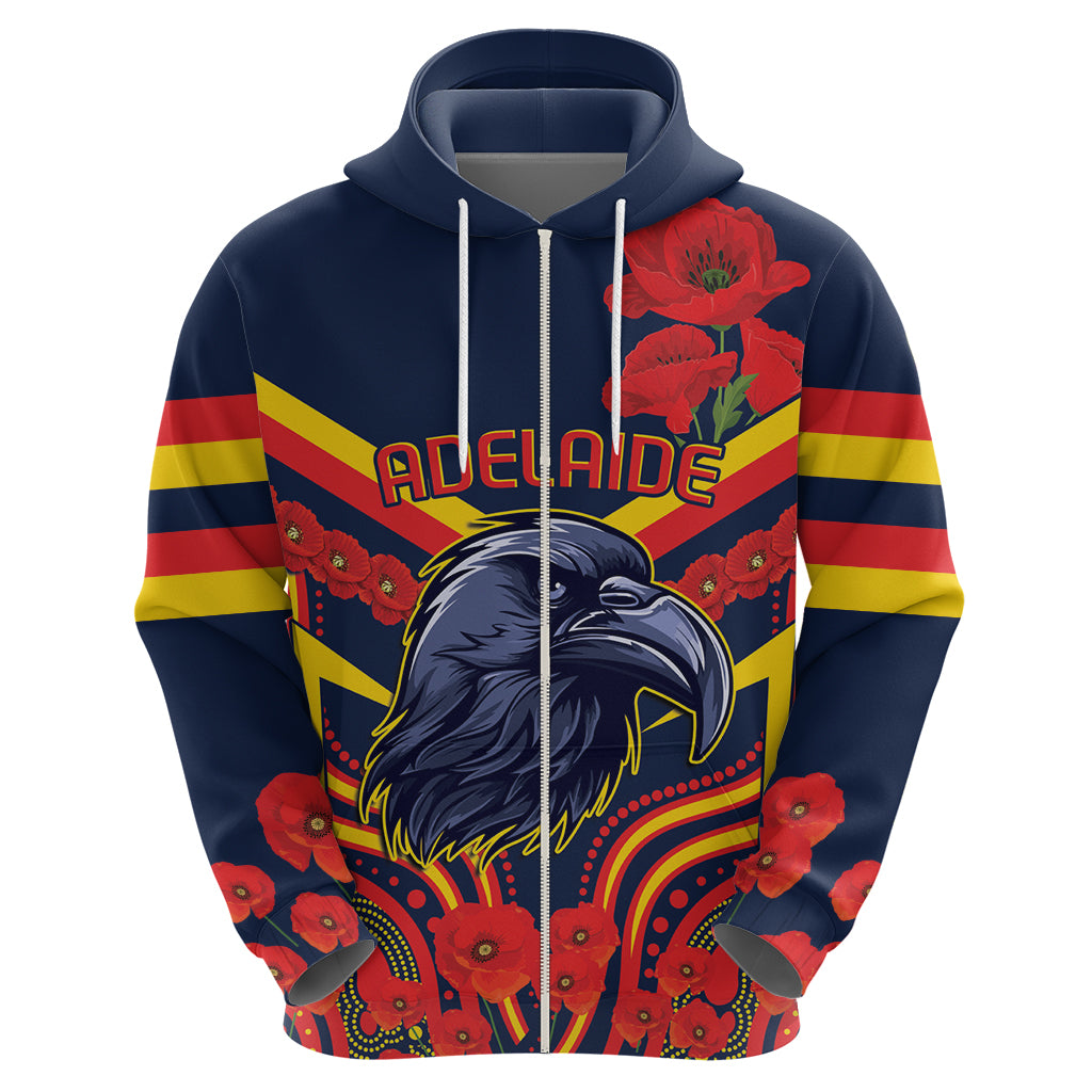 Custom Crows Football ANZAC Hoodie Poppy Soldier With Aboriginal Dots Art
