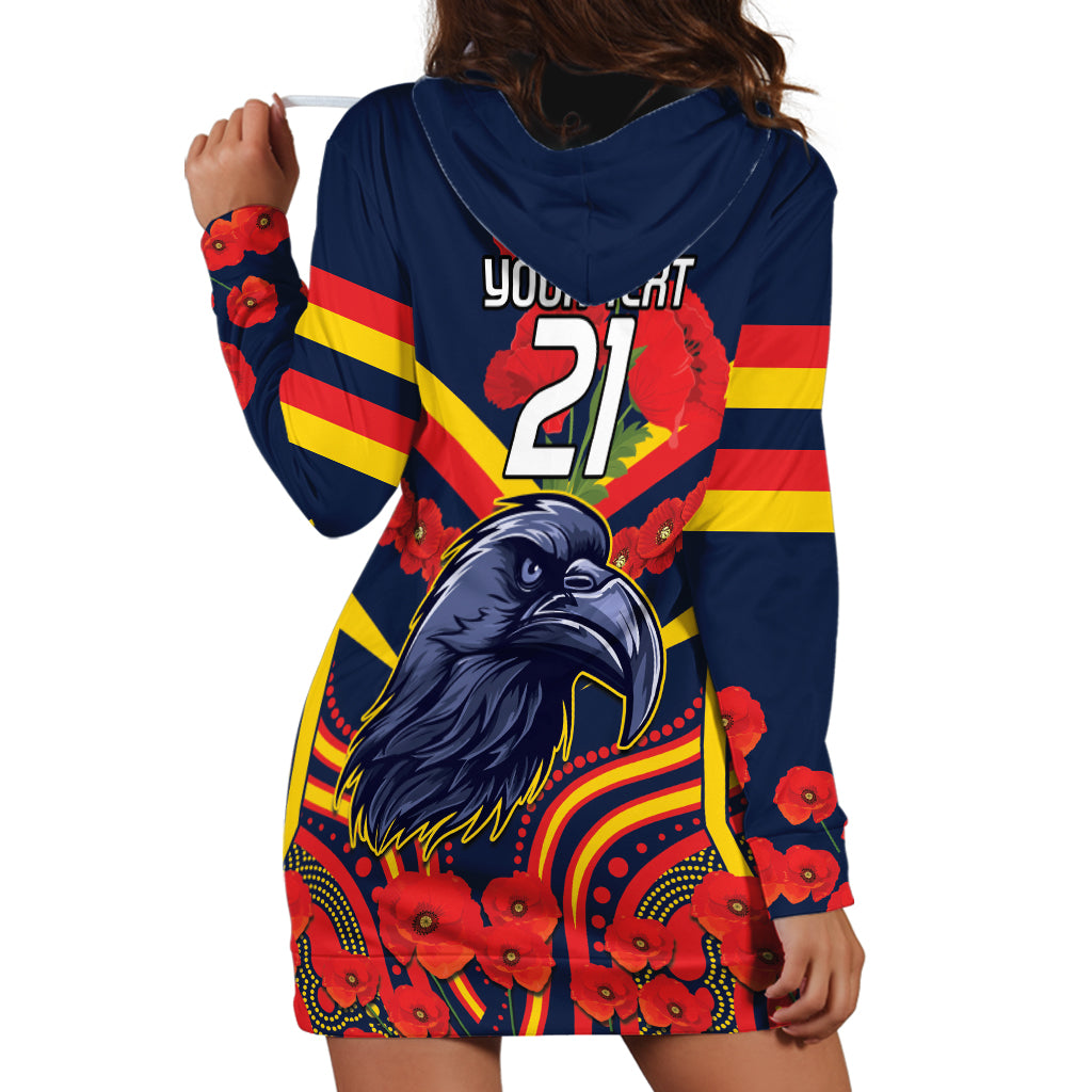 Custom Crows Football ANZAC Hoodie Dress Poppy Soldier With Aboriginal Dots Art