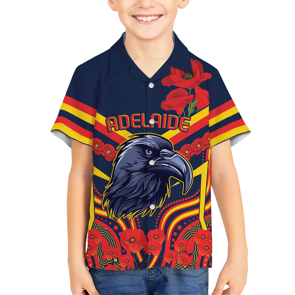 Custom Crows Football ANZAC Kid Hawaiian Shirt Poppy Soldier With Aboriginal Dots Art
