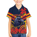 Custom Crows Football ANZAC Kid Hawaiian Shirt Poppy Soldier With Aboriginal Dots Art