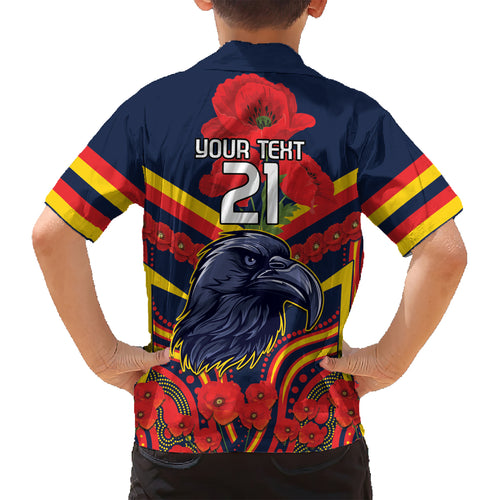 Custom Crows Football ANZAC Kid Hawaiian Shirt Poppy Soldier With Aboriginal Dots Art