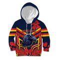 Custom Crows Football ANZAC Kid Hoodie Poppy Soldier With Aboriginal Dots Art