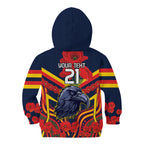 Custom Crows Football ANZAC Kid Hoodie Poppy Soldier With Aboriginal Dots Art
