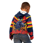 Custom Crows Football ANZAC Kid Hoodie Poppy Soldier With Aboriginal Dots Art