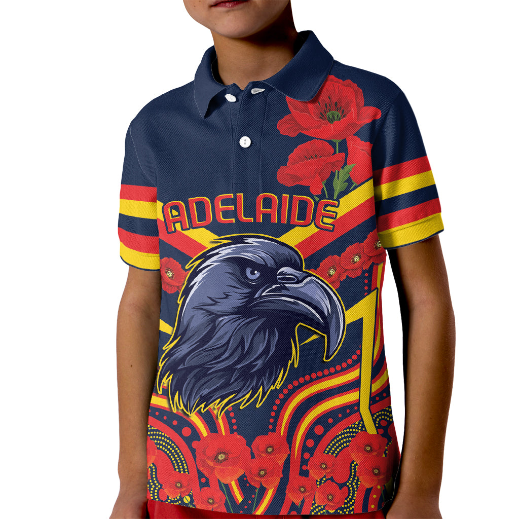 Custom Crows Football ANZAC Kid Polo Shirt Poppy Soldier With Aboriginal Dots Art