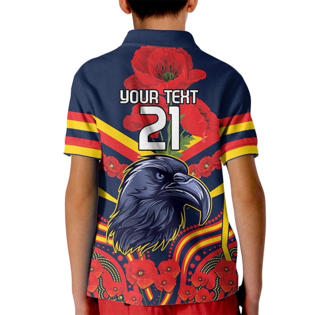 Custom Crows Football ANZAC Kid Polo Shirt Poppy Soldier With Aboriginal Dots Art
