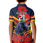 Custom Crows Football ANZAC Kid Polo Shirt Poppy Soldier With Aboriginal Dots Art