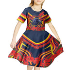 Custom Crows Football ANZAC Kid Short Sleeve Dress Poppy Soldier With Aboriginal Dots Art