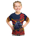 Custom Crows Football ANZAC Kid T Shirt Poppy Soldier With Aboriginal Dots Art