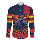 Custom Crows Football ANZAC Long Sleeve Button Shirt Poppy Soldier With Aboriginal Dots Art