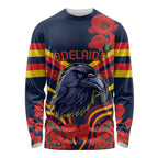 Custom Crows Football ANZAC Long Sleeve Shirt Poppy Soldier With Aboriginal Dots Art