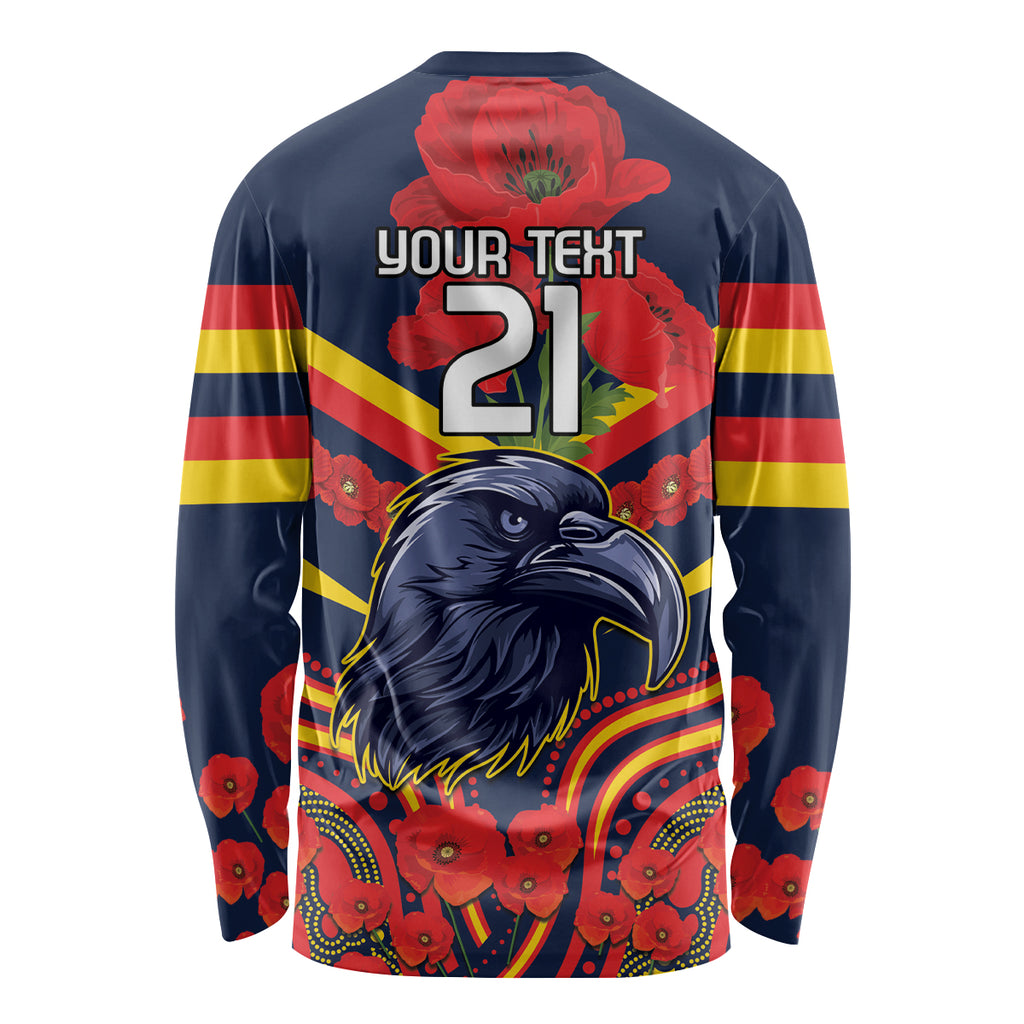 Custom Crows Football ANZAC Long Sleeve Shirt Poppy Soldier With Aboriginal Dots Art