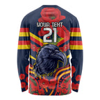 Custom Crows Football ANZAC Long Sleeve Shirt Poppy Soldier With Aboriginal Dots Art