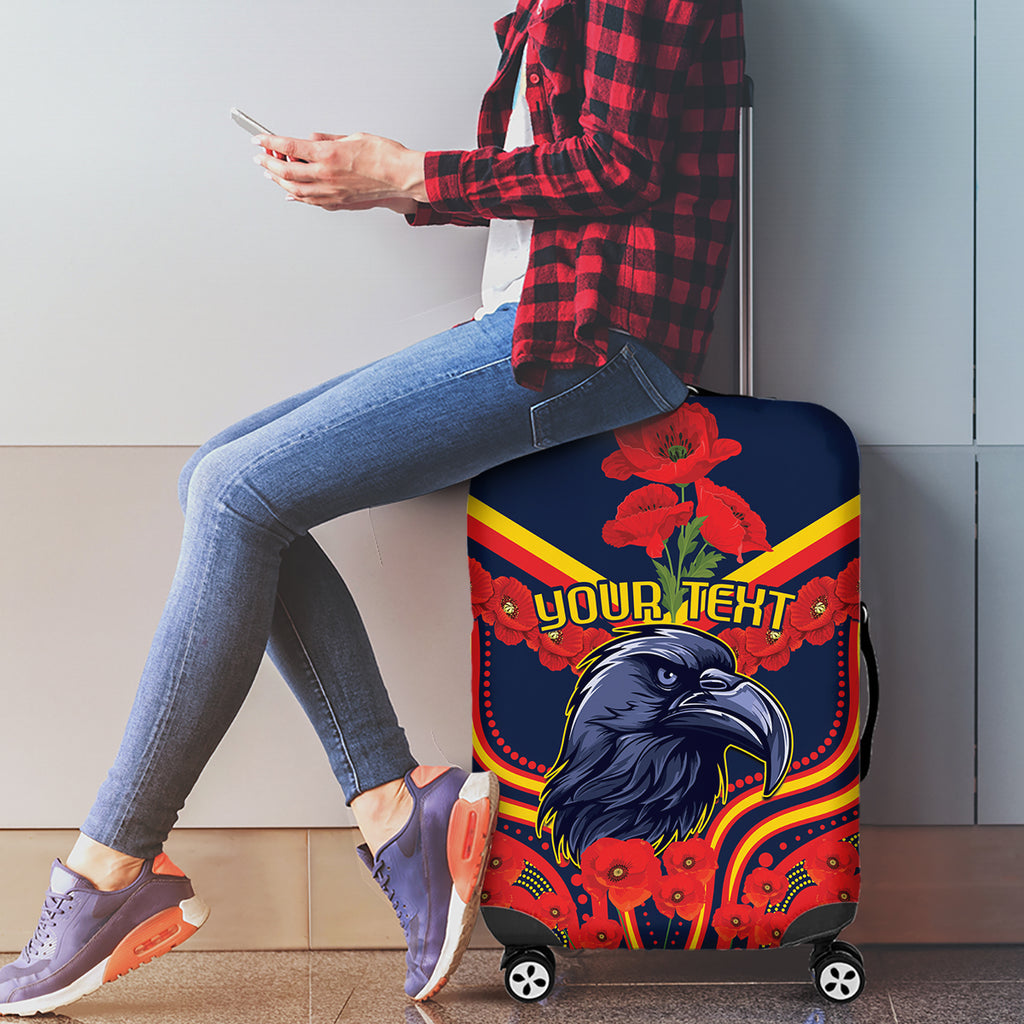 Custom Crows Football ANZAC Luggage Cover Poppy Soldier With Aboriginal Dots Art