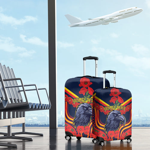 Custom Crows Football ANZAC Luggage Cover Poppy Soldier With Aboriginal Dots Art