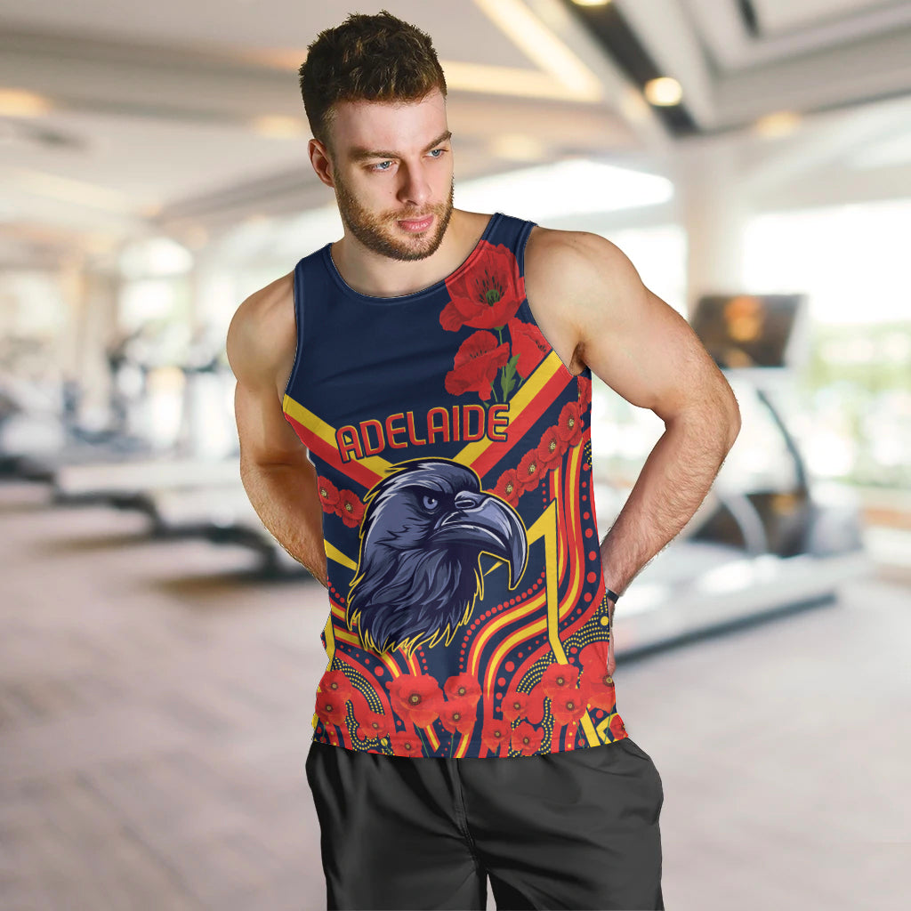 Custom Crows Football ANZAC Men Tank Top Poppy Soldier With Aboriginal Dots Art