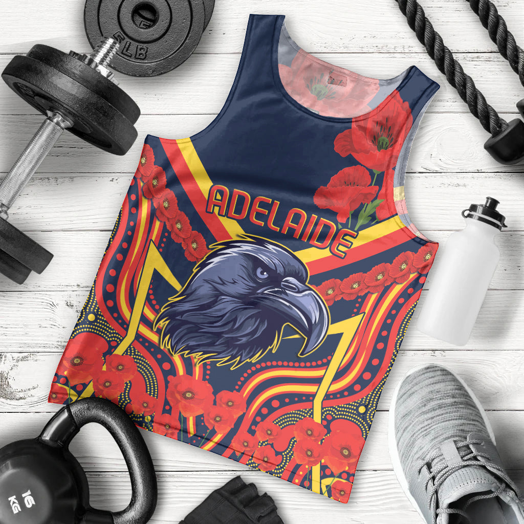 Custom Crows Football ANZAC Men Tank Top Poppy Soldier With Aboriginal Dots Art