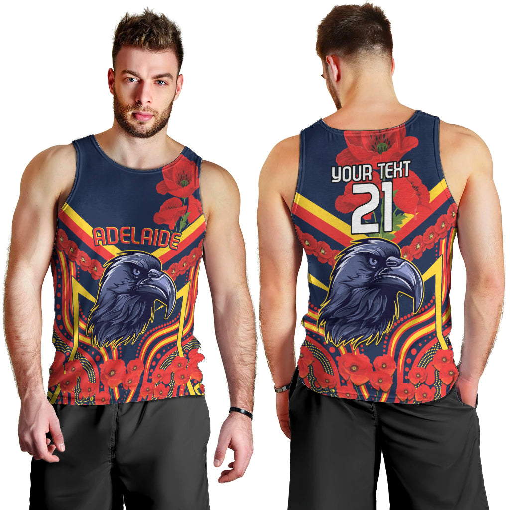 Custom Crows Football ANZAC Men Tank Top Poppy Soldier With Aboriginal Dots Art