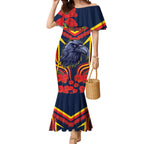 Custom Crows Football ANZAC Mermaid Dress Poppy Soldier With Aboriginal Dots Art
