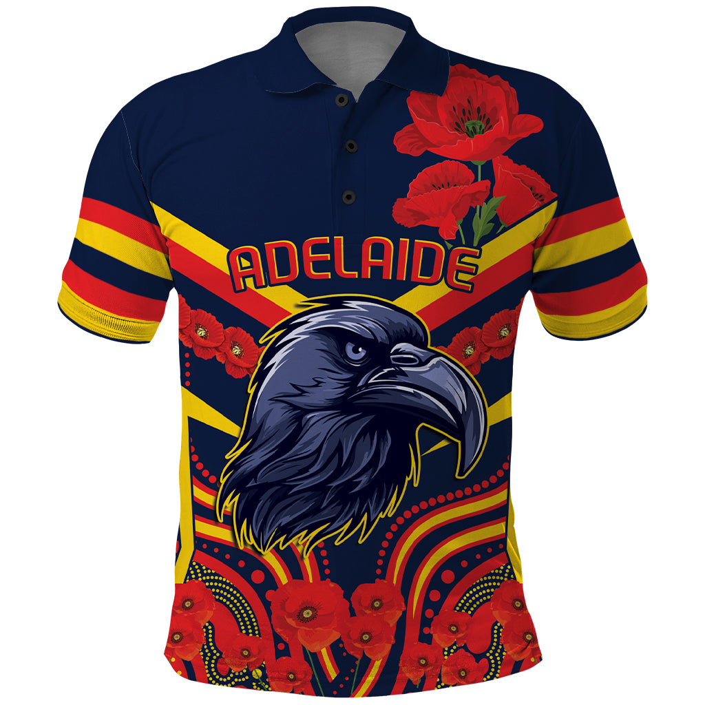Custom Crows Football ANZAC Polo Shirt Poppy Soldier With Aboriginal Dots Art