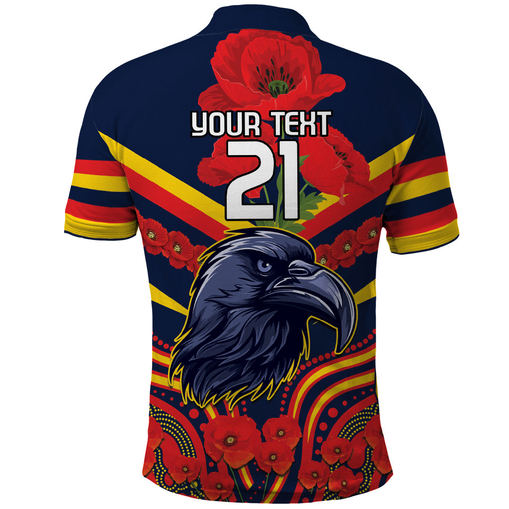 Custom Crows Football ANZAC Polo Shirt Poppy Soldier With Aboriginal Dots Art