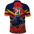 Custom Crows Football ANZAC Polo Shirt Poppy Soldier With Aboriginal Dots Art