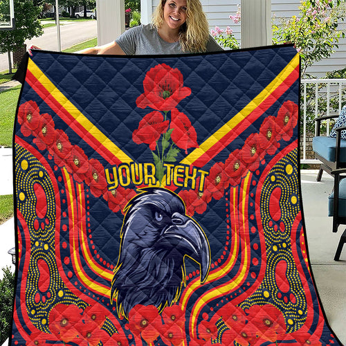 Custom Crows Football ANZAC Quilt Poppy Soldier With Aboriginal Dots Art