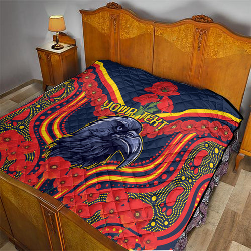 Custom Crows Football ANZAC Quilt Poppy Soldier With Aboriginal Dots Art