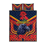 Custom Crows Football ANZAC Quilt Bed Set Poppy Soldier With Aboriginal Dots Art