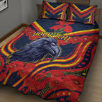 Custom Crows Football ANZAC Quilt Bed Set Poppy Soldier With Aboriginal Dots Art