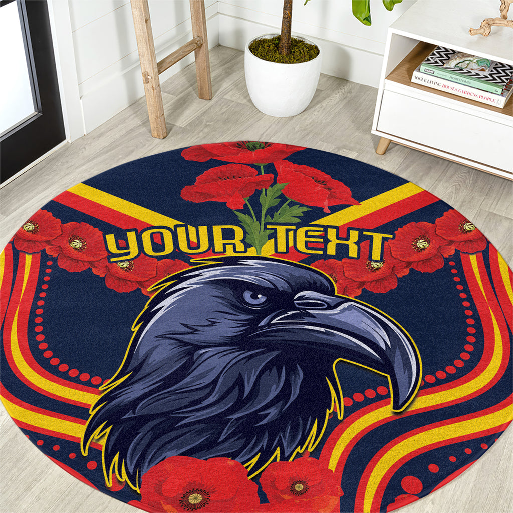 Custom Crows Football ANZAC Round Carpet Poppy Soldier With Aboriginal Dots Art