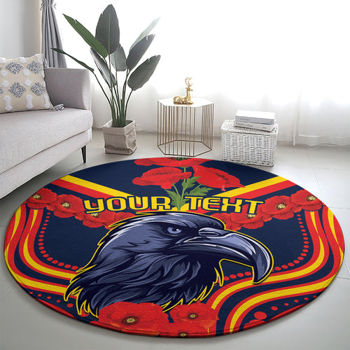Custom Crows Football ANZAC Round Carpet Poppy Soldier With Aboriginal Dots Art