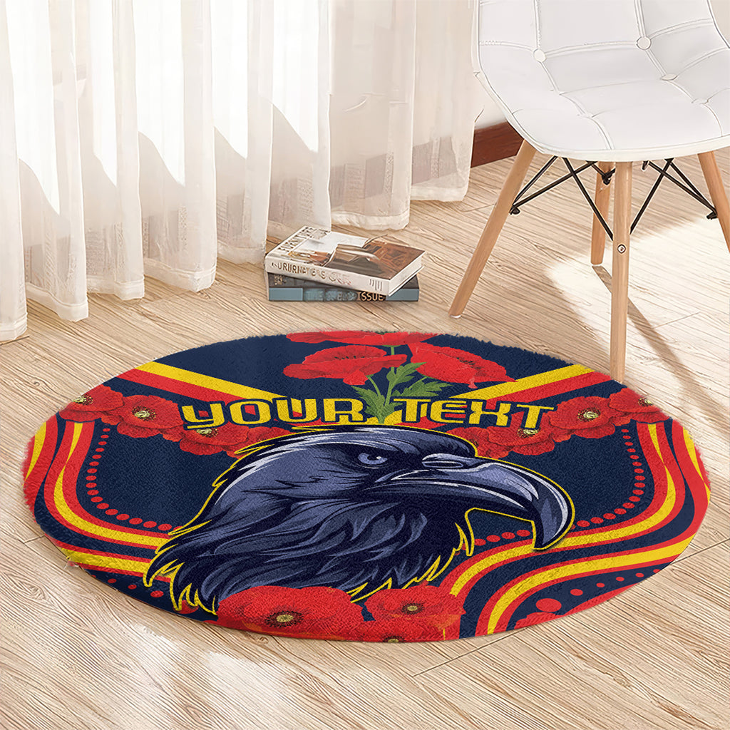 Custom Crows Football ANZAC Round Carpet Poppy Soldier With Aboriginal Dots Art