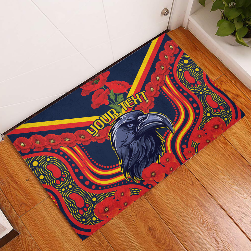 Custom Crows Football ANZAC Rubber Doormat Poppy Soldier With Aboriginal Dots Art
