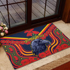 Custom Crows Football ANZAC Rubber Doormat Poppy Soldier With Aboriginal Dots Art