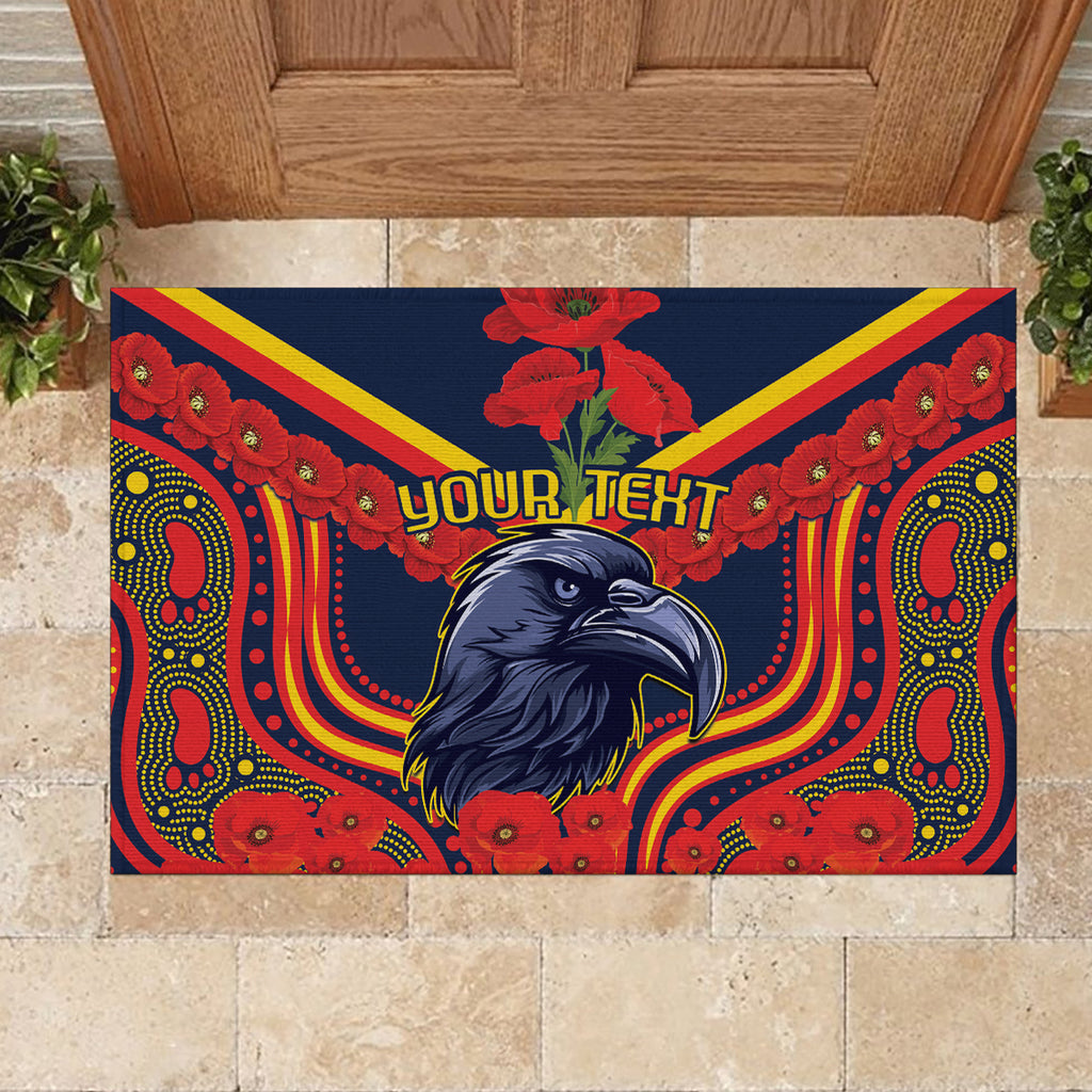 Custom Crows Football ANZAC Rubber Doormat Poppy Soldier With Aboriginal Dots Art