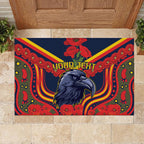 Custom Crows Football ANZAC Rubber Doormat Poppy Soldier With Aboriginal Dots Art